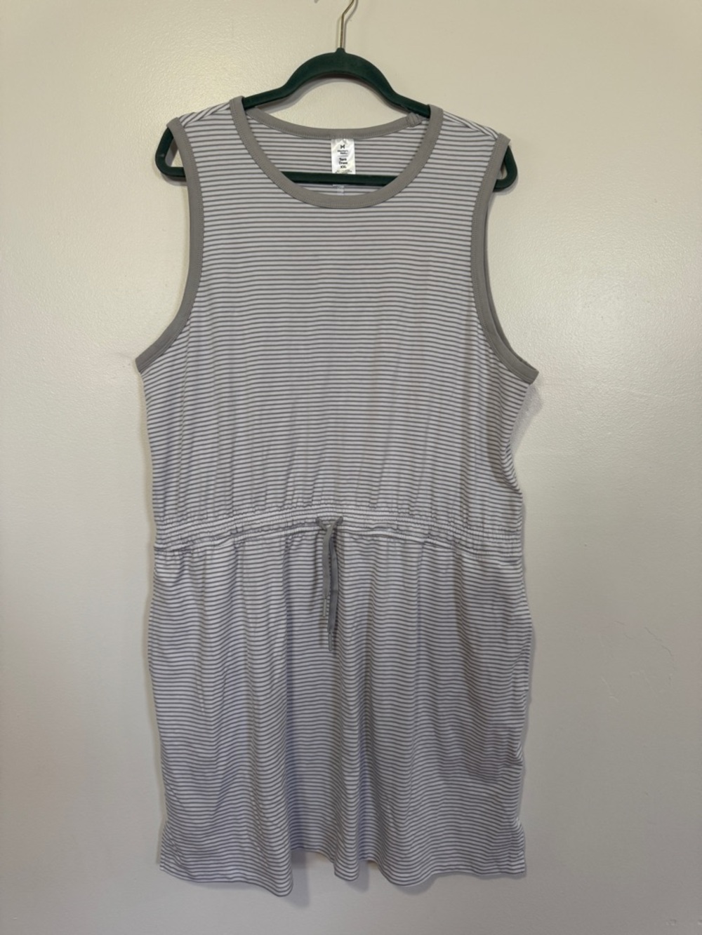 Sleeveless Striped Drawstring Mini Dress - Gray